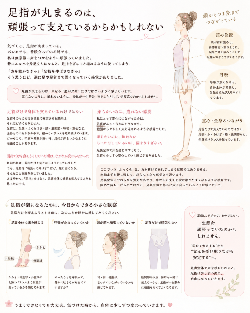 足先が丸まる原因をかいせつするアイキャッチ画像